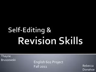 Self-Editing &amp; Revision Skills