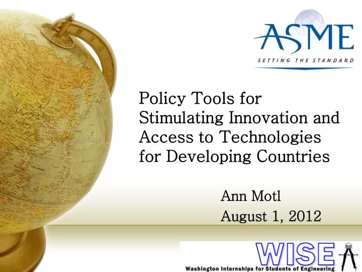 policy tools for stimulating innovation and access to technologies for developing countries