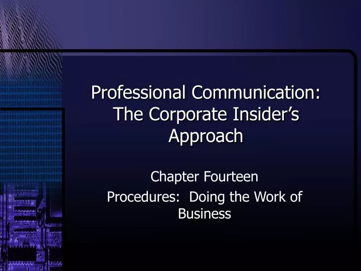 professional communication the corporate insider s approach