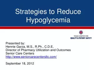 Strategies to Reduce Hypoglycemia