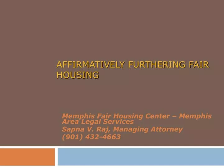 affirmatively furthering fair housing