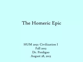 The Homeric Epic