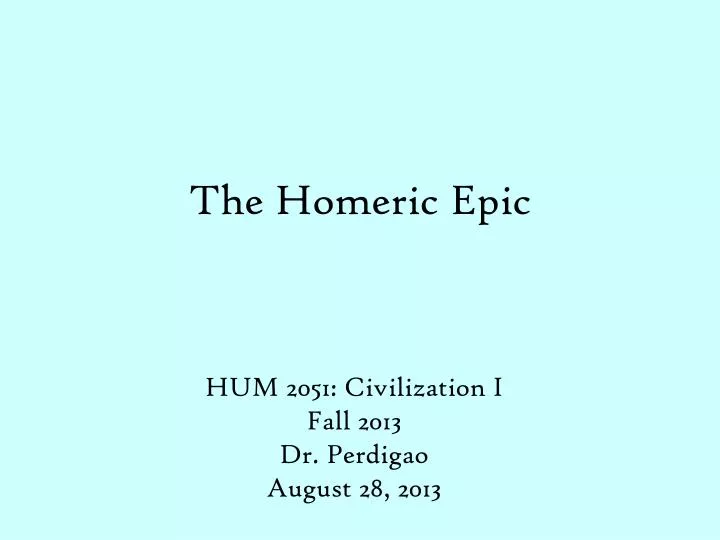 the homeric epic