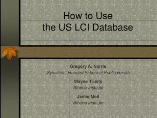 How to Use the US LCI Database