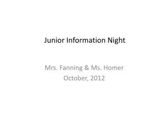 Junior Information Night