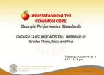 UNDERSTANDING THE COMMON CORE Georgia Performance Standards ENGLISH LANGUAGE ARTS FALL WEBINAR #1 Grades Three, Four, a