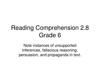 Reading Comprehension 2.8 Grade 6