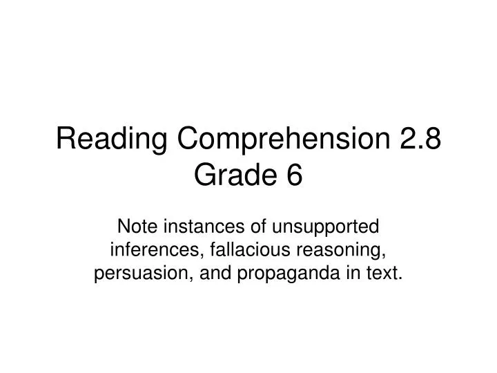 reading comprehension 2 8 grade 6