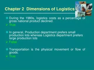 Chapter 2 Dimensions of Logistics