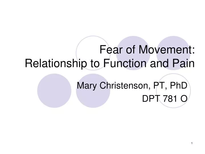 fear of movement relationship to function and pain