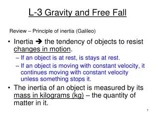 L-3 Gravity and Free Fall