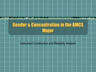 Gender &amp; Concentration in the AMCS Major