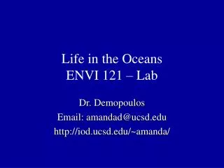 Life in the Oceans ENVI 121 – Lab
