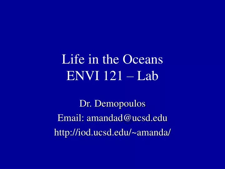 life in the oceans envi 121 lab