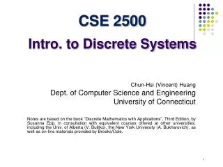 CSE 2500 Intro. to Discrete Systems