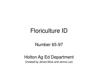 Floriculture ID