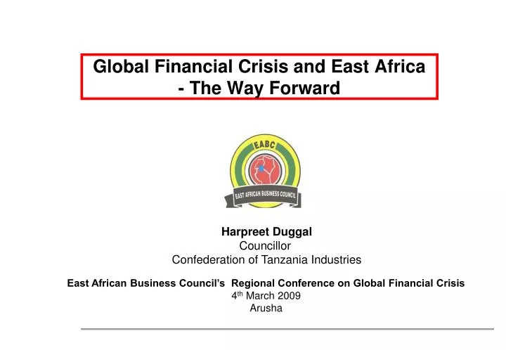 global financial crisis and east africa the way forward