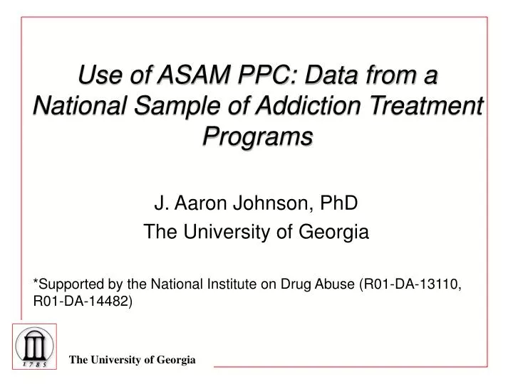 use of asam ppc data from a national sample of addiction treatment programs