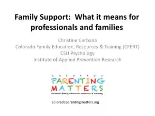 Family Support: What it means for professionals and families