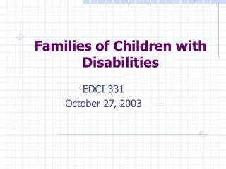 Families of Children with Disabilities