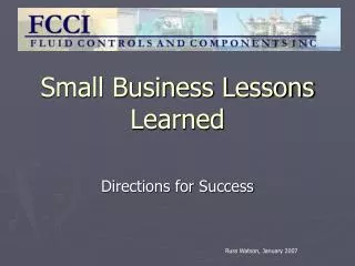 Small Business Lessons Learned
