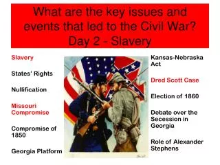 What are the key issues and events that led to the Civil War? Day 2 - Slavery