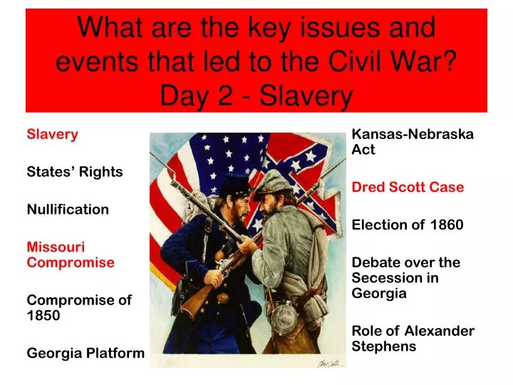 what are the key issues and events that led to the civil war day 2 slavery