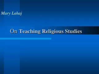 On Teaching Religious Studies