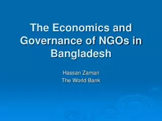 The Economics and Governance of NGOs in Bangladesh