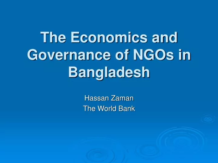 the economics and governance of ngos in bangladesh