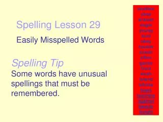 Spelling Lesson 29