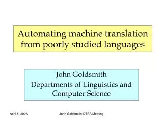 automating machine translation from poorly studied languages