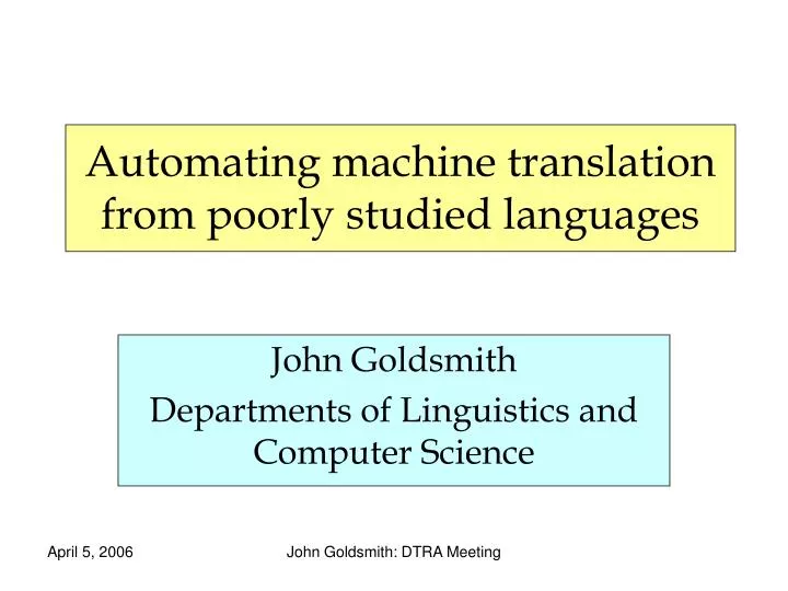 automating machine translation from poorly studied languages