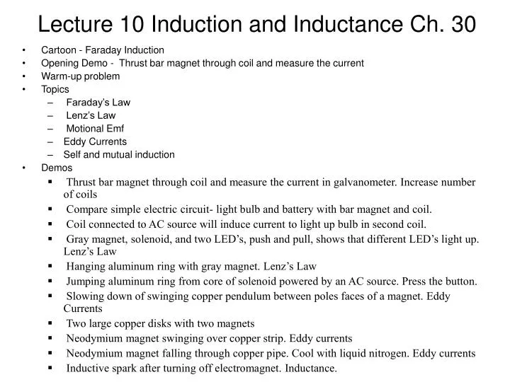 lecture 10 induction and inductance ch 30