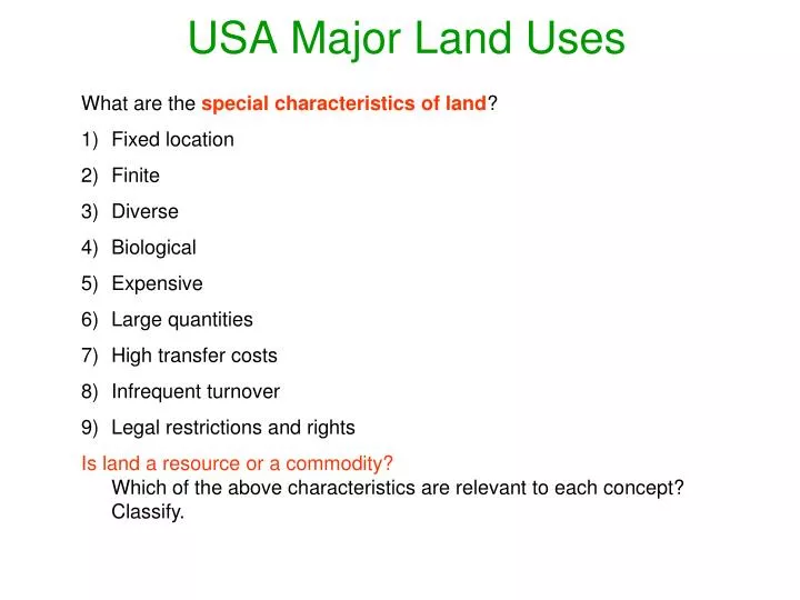 usa major land uses