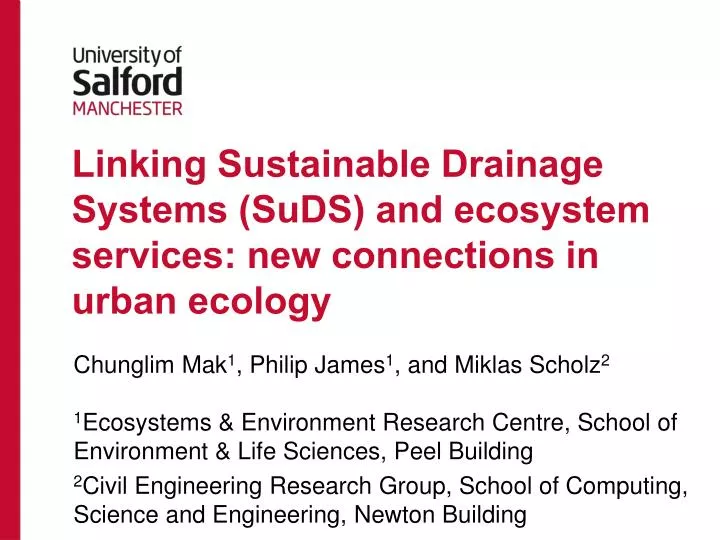 linking sustainable drainage systems suds and ecosystem services new connections in urban ecology
