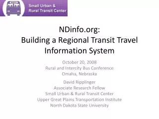 NDinfo.org: Building a Regional Transit Travel Information System