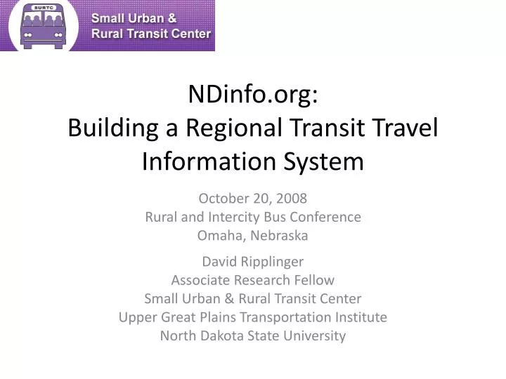 ndinfo org building a regional transit travel information system