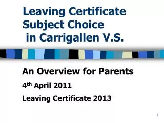 Leaving Certificate Subject Choice in Carrigallen V.S.
