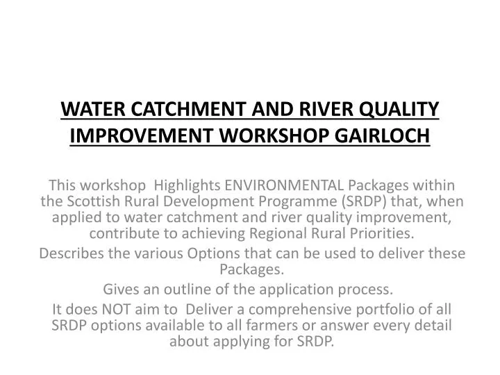 water catchment and river quality improvement workshop gairloch