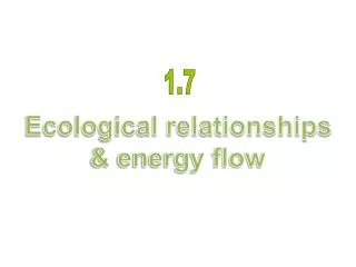 Ecological relationships &amp; energy flow