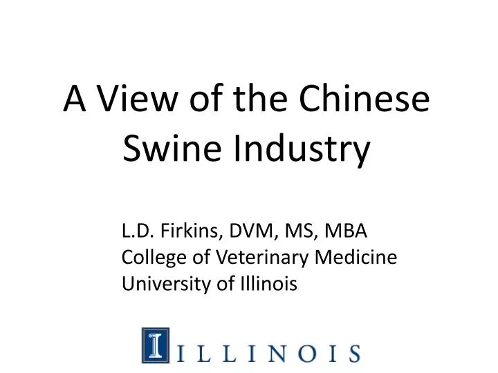 a view of the chinese swine industry
