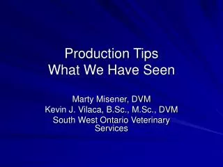 Production Tips What We Have Seen