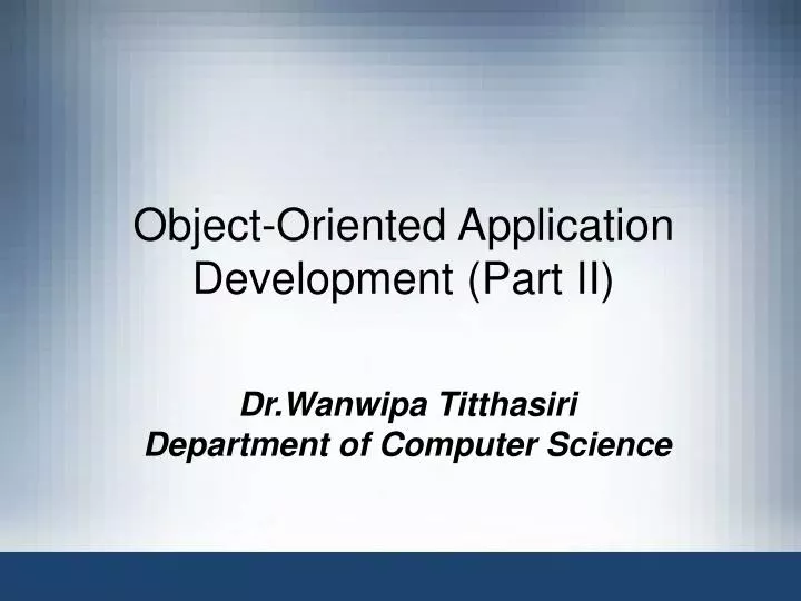 object oriented application development part ii