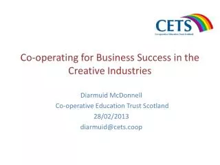 Co-operating for Business Success in the Creative Industries