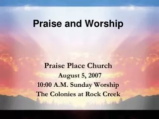 Praise and Worship