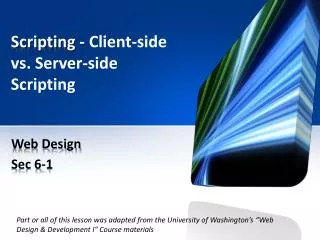 Scripting - Client-side vs. Server-side Scripting