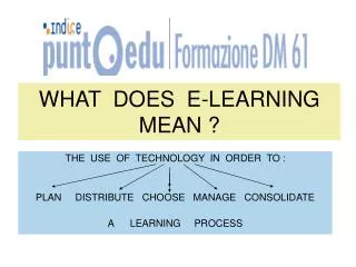 WHAT DOES E-LEARNING MEAN ?