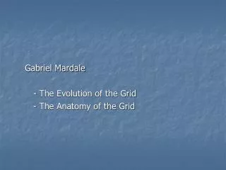 Gabriel Mardale 	- The Evolution of the Grid 	- The Anatomy of the Grid