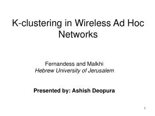 K-clustering in Wireless Ad Hoc Networks